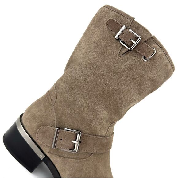 Vince Camuto Whyla Tan Moto Boot Size 9 Suede Block Heel Mid-Calf Bootie - Picture 13 of 15